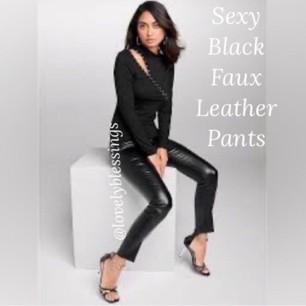 Sexy Leather Pants Faux Leather Skinny Moto Style Black Faux Leather Size Small